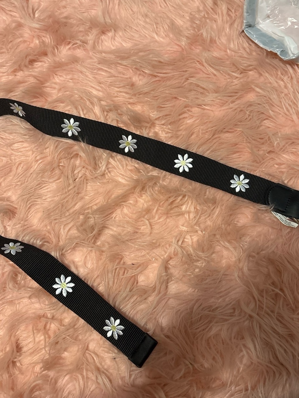 Black Daisy-Embroidered Ribbon Belt - Women Accessories